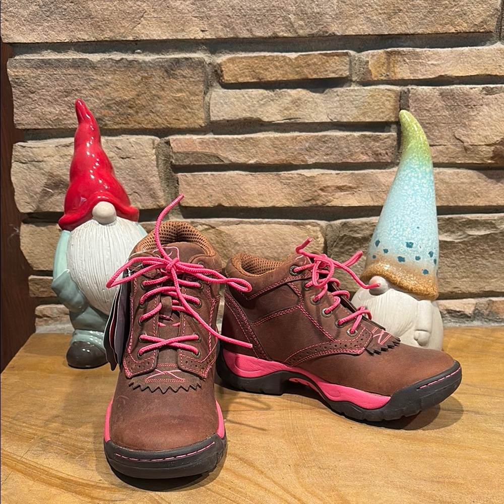 Twisted X Brown and Pink Lace Up Boots! 🥾